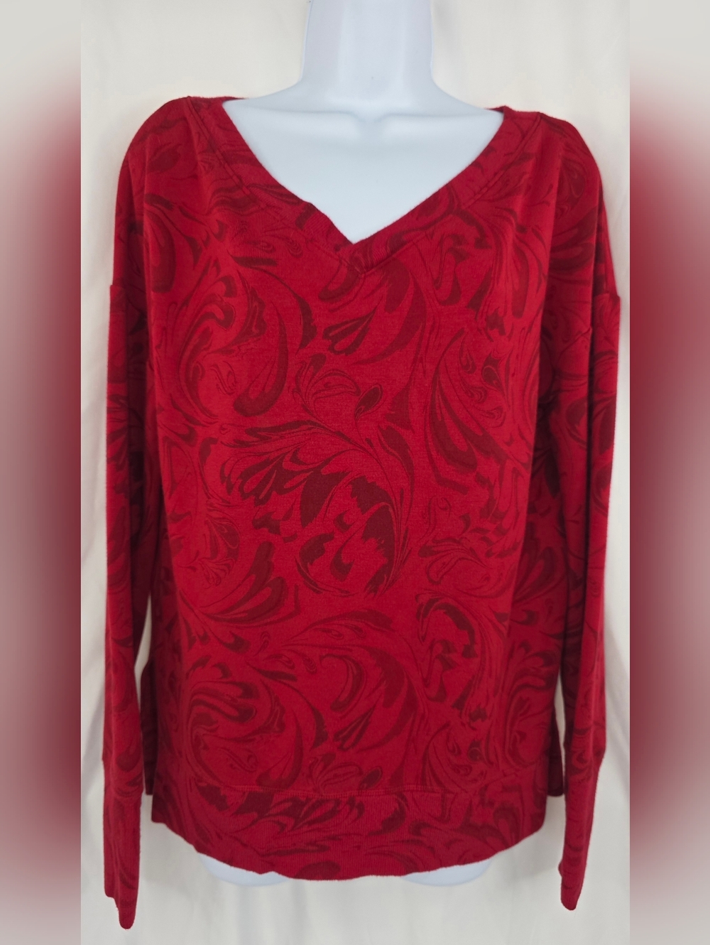 Athleta Women's Red V-Neck Long Sleeve Athletic Sweatshirt Size Small Ai-3478